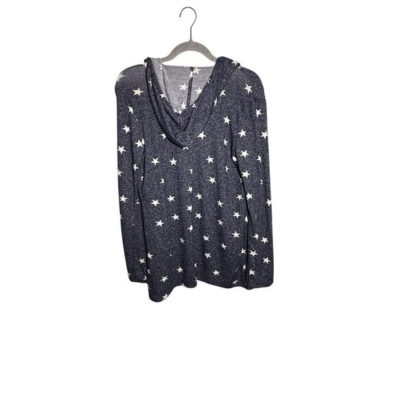 Lucky Brand Star Print Open Cardigan With Hood XS Navy & White Womens Soft Knit - Picture 4 of 5